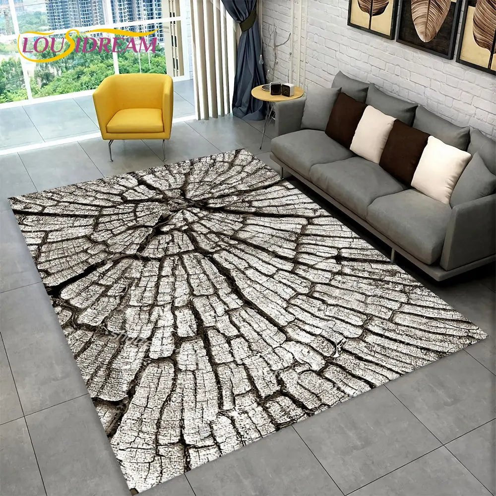 3D wood Grain Retro Non-Slip Area Rug for Living Room