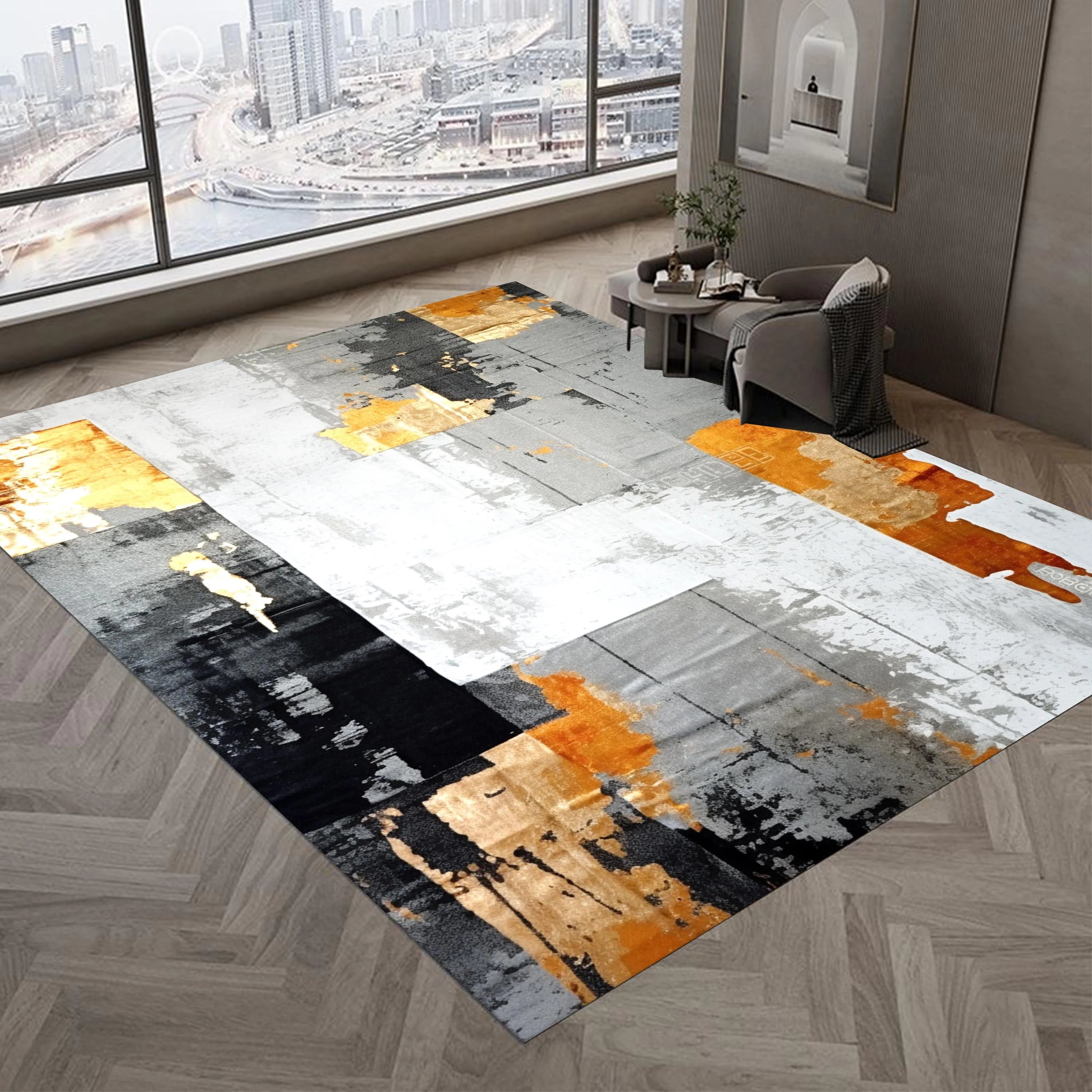 Modern Elastic Fluffy Living Room  Children's Room Rug