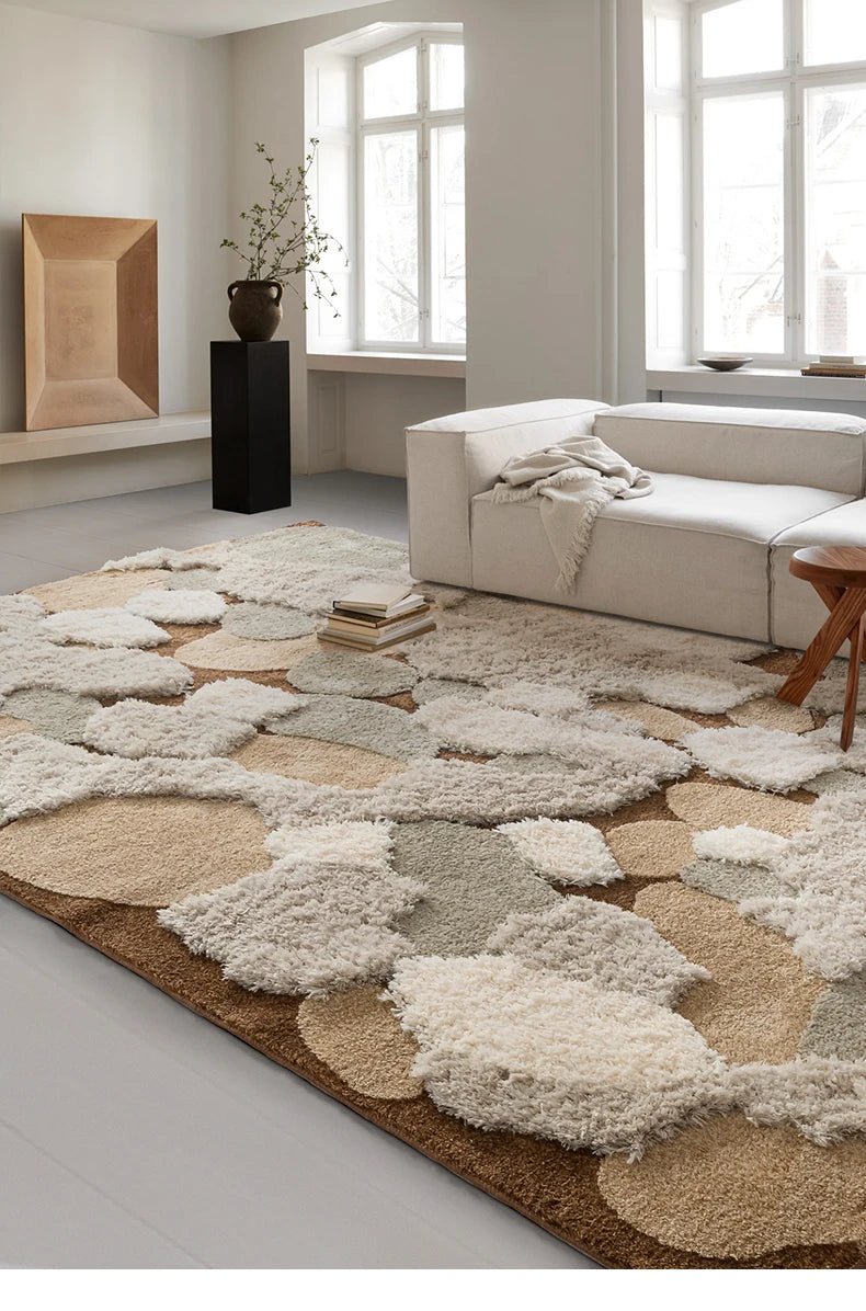 Aesthetic & Fluffy Rectangle Caramel Moss Carpet For Living Room