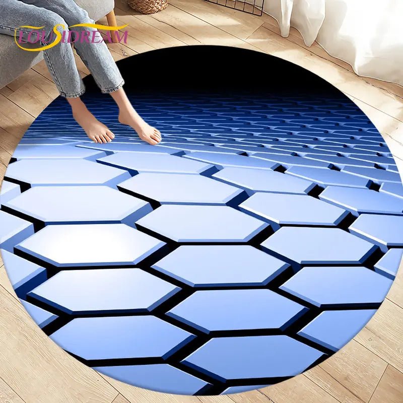 3D Abstract Geometric Visual Illusion Area Rug - Home Decor