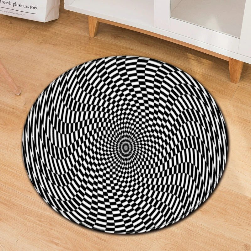 Modern Black Hole Print Pattern Round Rug - Geometric Home Decor