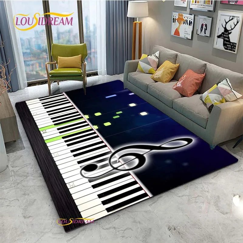 Vintage Black Music Notes Vinyl Carpet for Multi Use