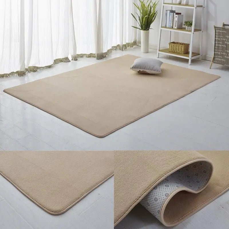 Gray Coral Fleece Non-Slip Carpet for Living Room and Bedrooms