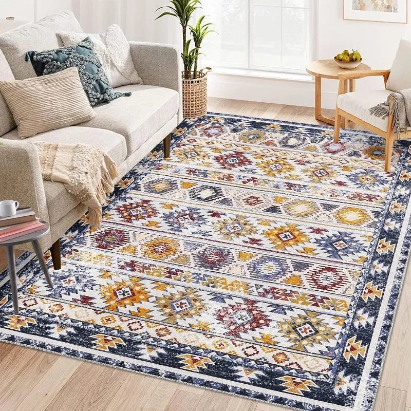 Retro Geometric Patterns Print Decorate Living Room Carpet