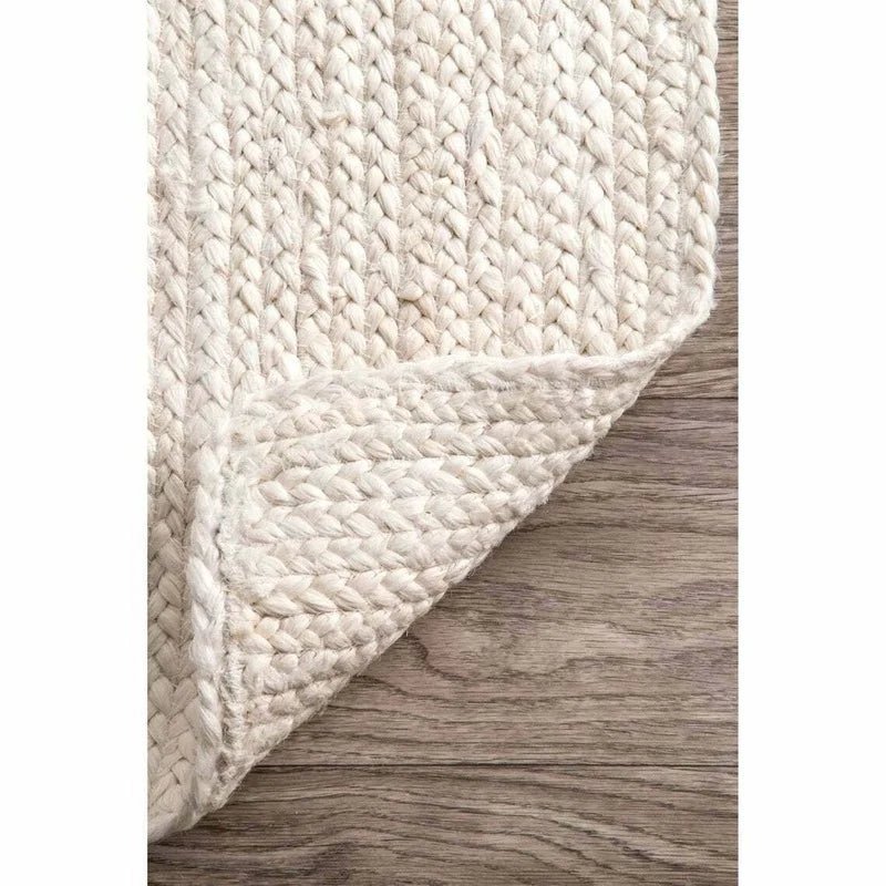 Natural Braided Rectangle Floor Modern Look Area Rug