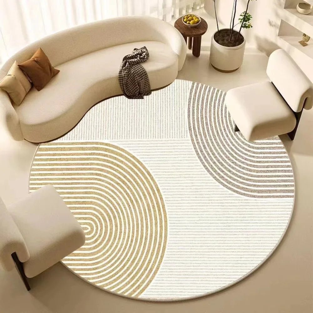 Nordic Geometric Circular Carpet Simple Lines For Living Room - Luxury Rugs