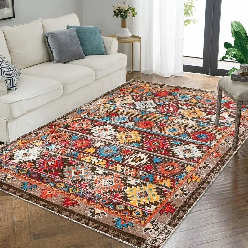 Retro Geometric Patterns Print Decorate Living Room Carpet