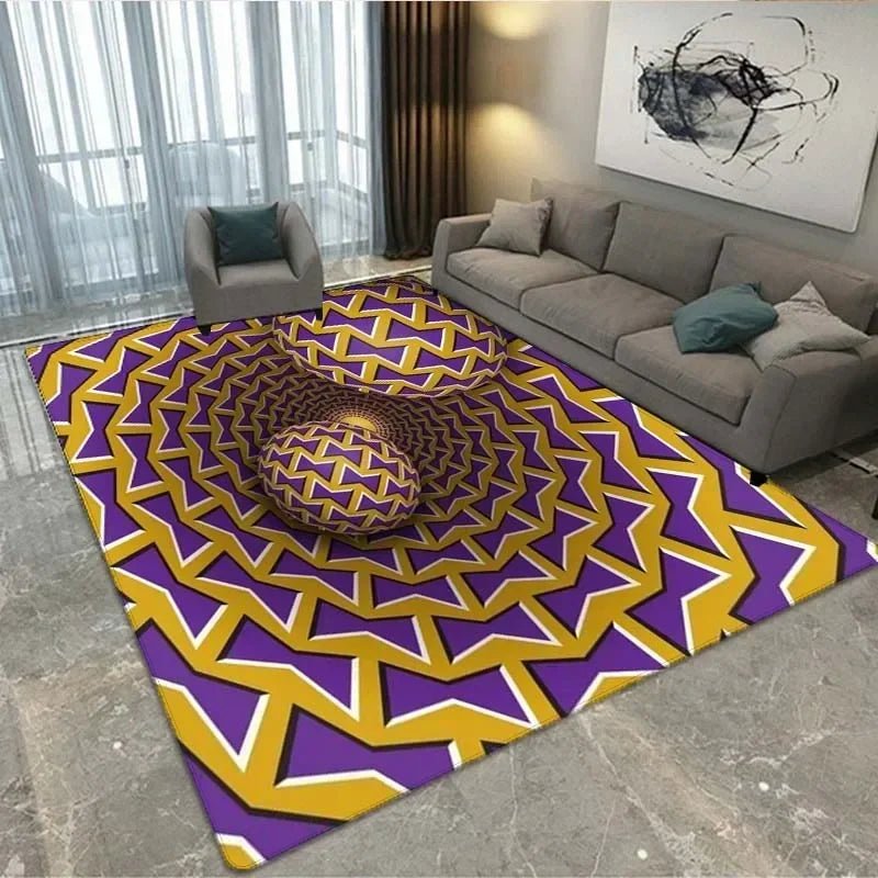 3D Vortex Illusion Abstract Geometric Optical Rugs - Non Slip & Modern