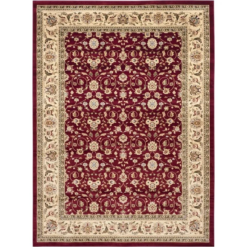 Red & Ivory Traditional Oriental Design Non-Shedding & Easy Care Living Room Rugs