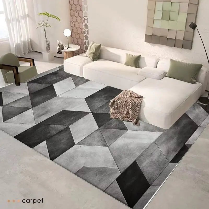 Modern Geometry Black Carpet Nordic Light Luxury Bedroom Decor