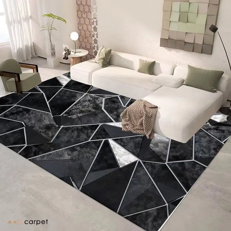 Modern Geometry Black Carpet Nordic Light Luxury Bedroom Decor