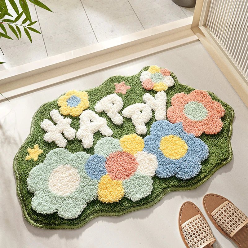 Forest Patterned Flocked Modern Bedside Plush Carpet