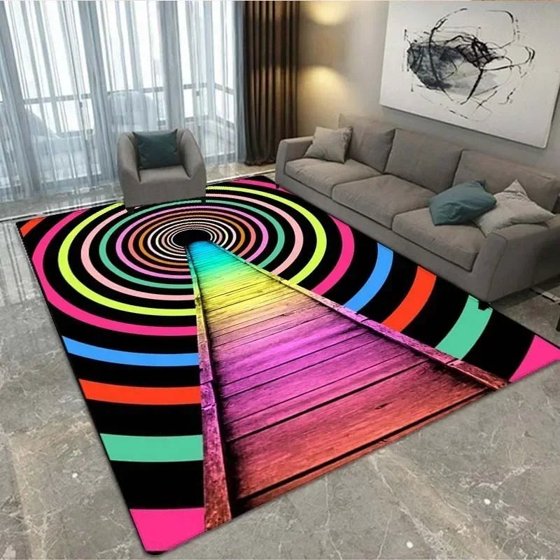 Abstract Geometric 3D Vortex Illusion Entrance Floor Mat