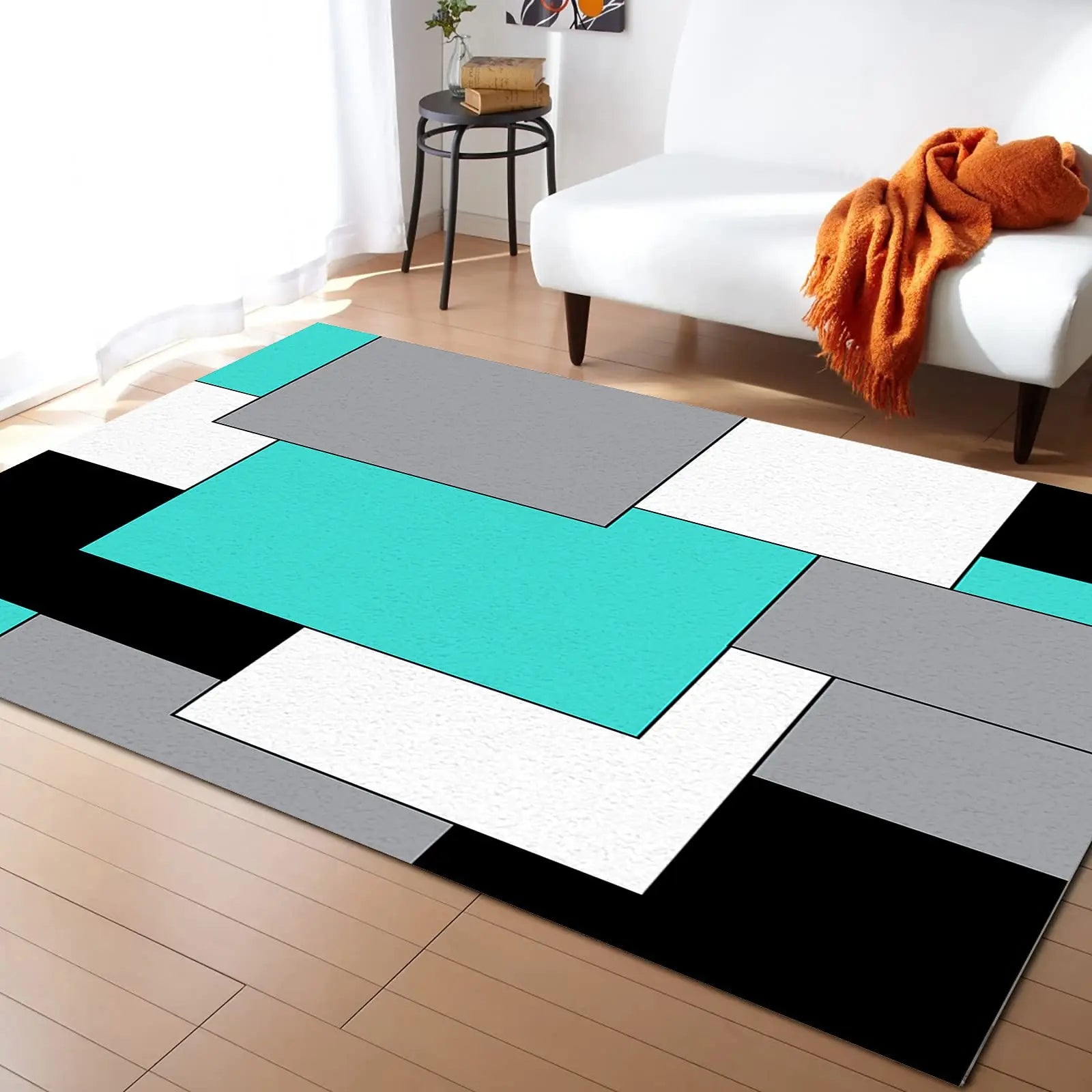 Abstract Geometric Area Rugs Indoor Non-Slip Rectangle Rug