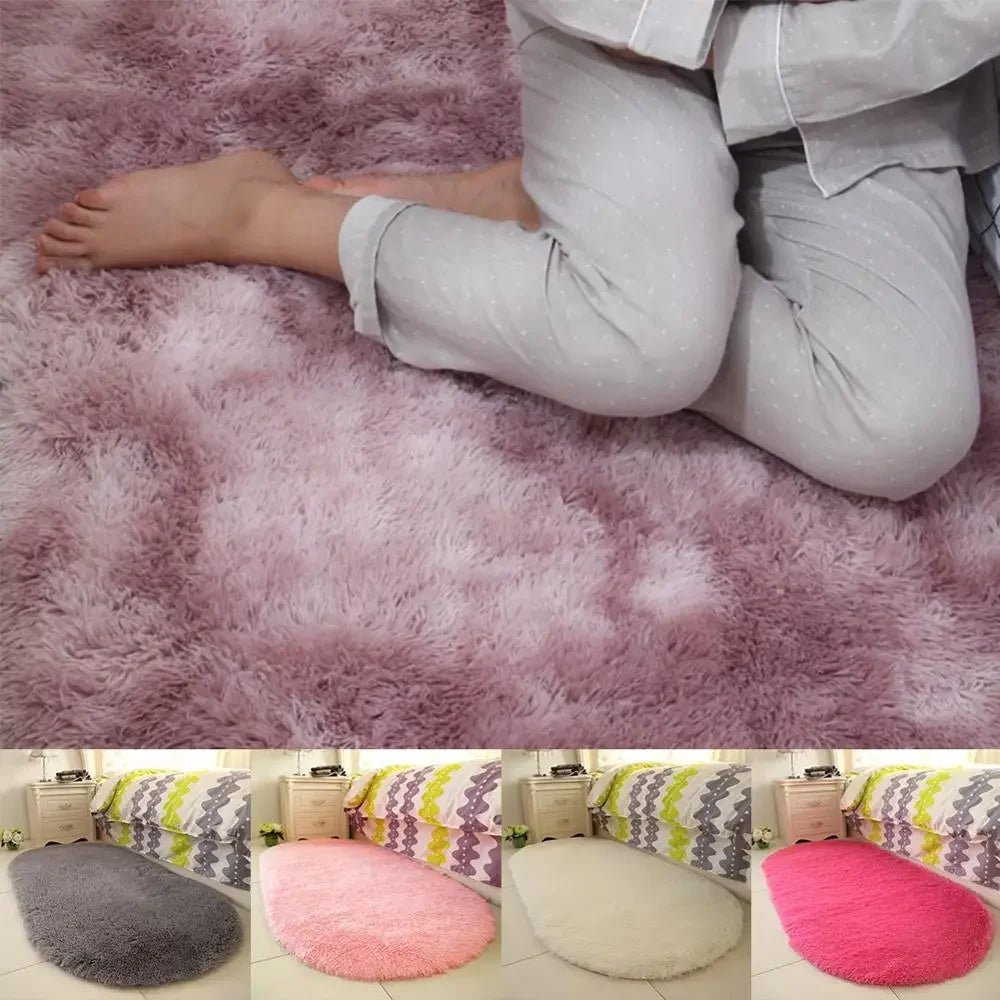 Fluffy Oval Plush Rug for kids Living Room - Home Decor