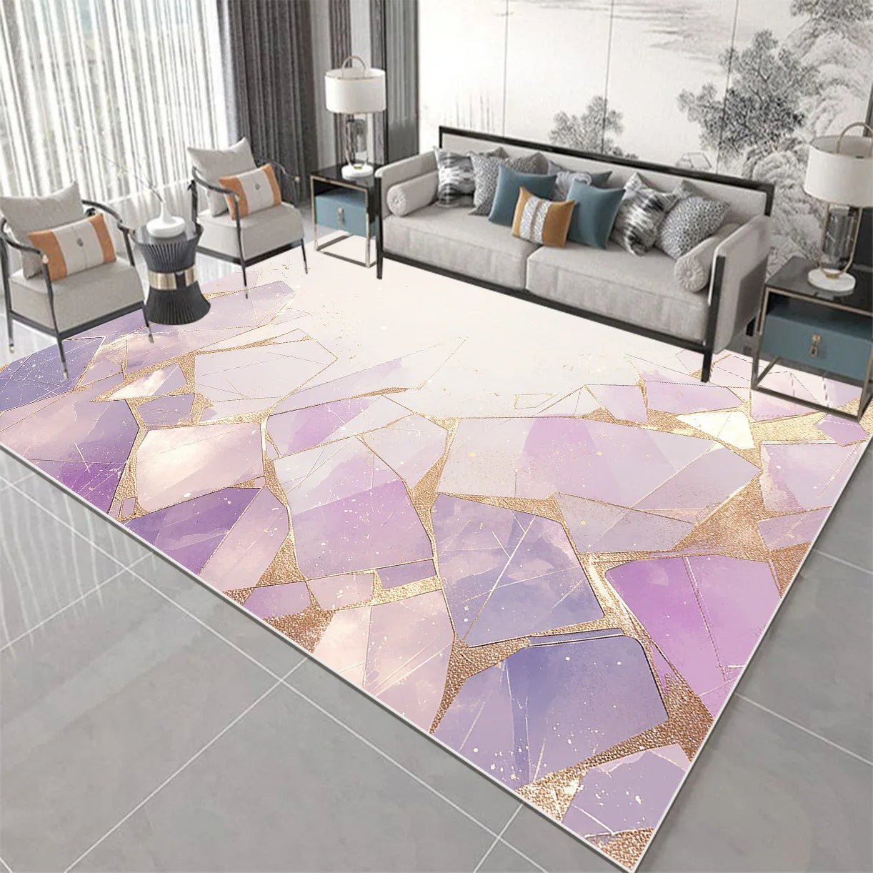 Modern Geometric Large Living Room Carpet Girl Pink Style Rugs