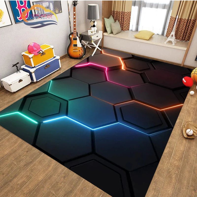 Hexagons Carpets for Home Play Gaming Room Decor - Premium Interior