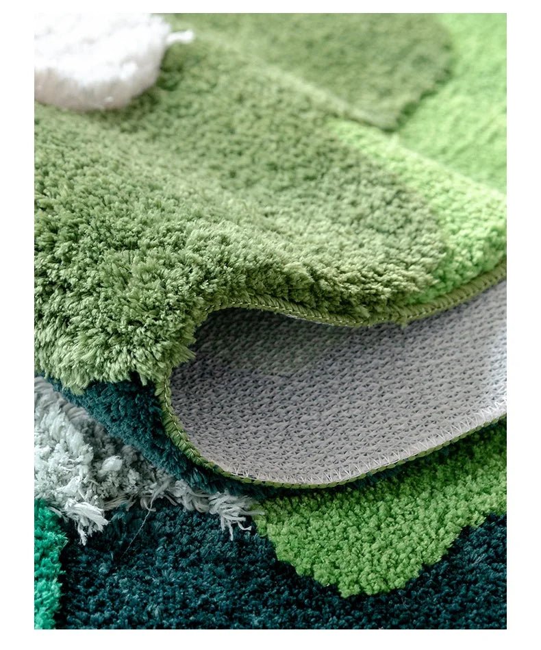 Tufted Green Irregular sized Aesthetic Thick Bedroom Rug