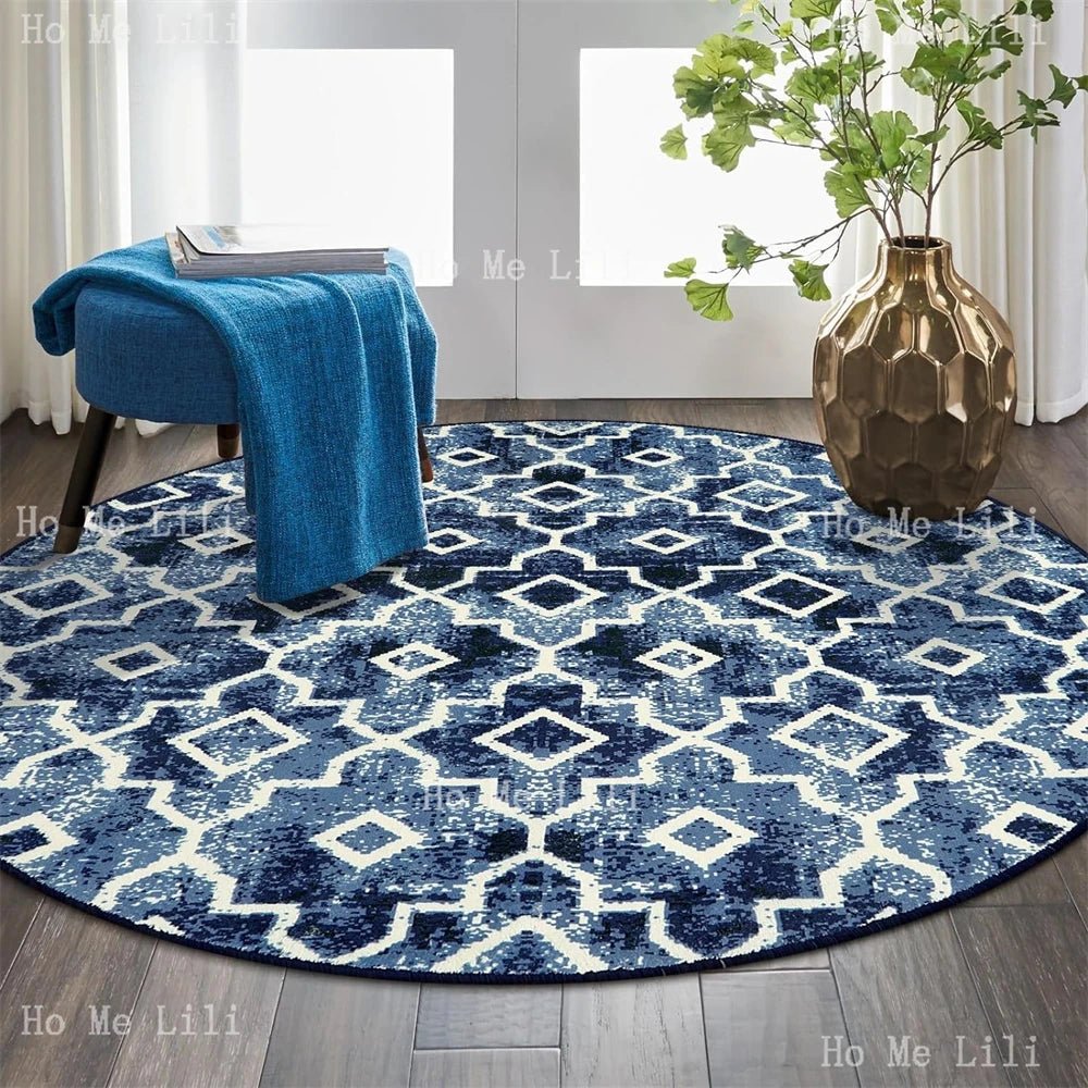 Trellis Flannel Round Area Rug - 3D Print Designed