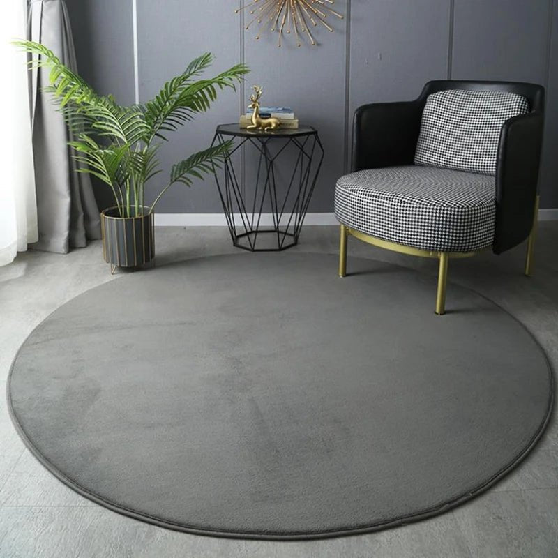 Gray Coral Velvet Carpet Round For Home Living Room