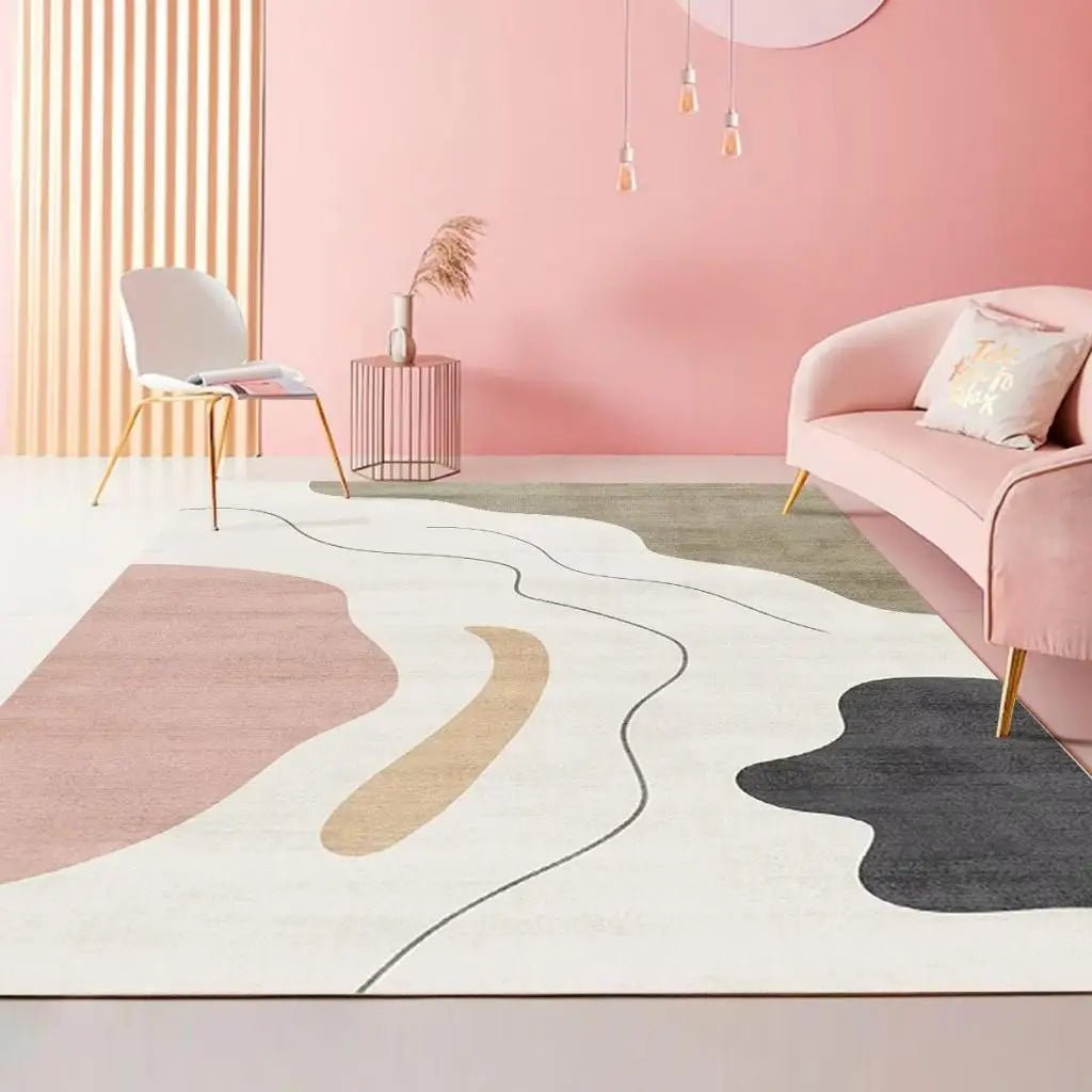 Fluffy Soft  Modern Minimalist Geometric Pink Floor Rug