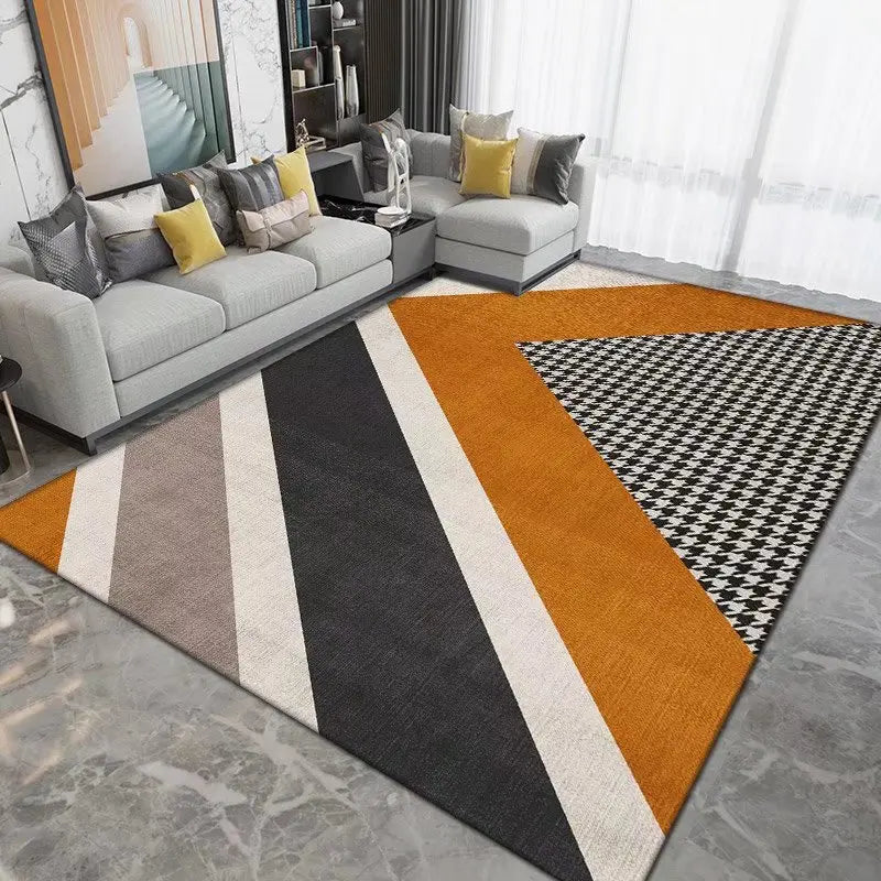 Light Luxury Geometric Fleece Fabric Area Rug - Home Decor