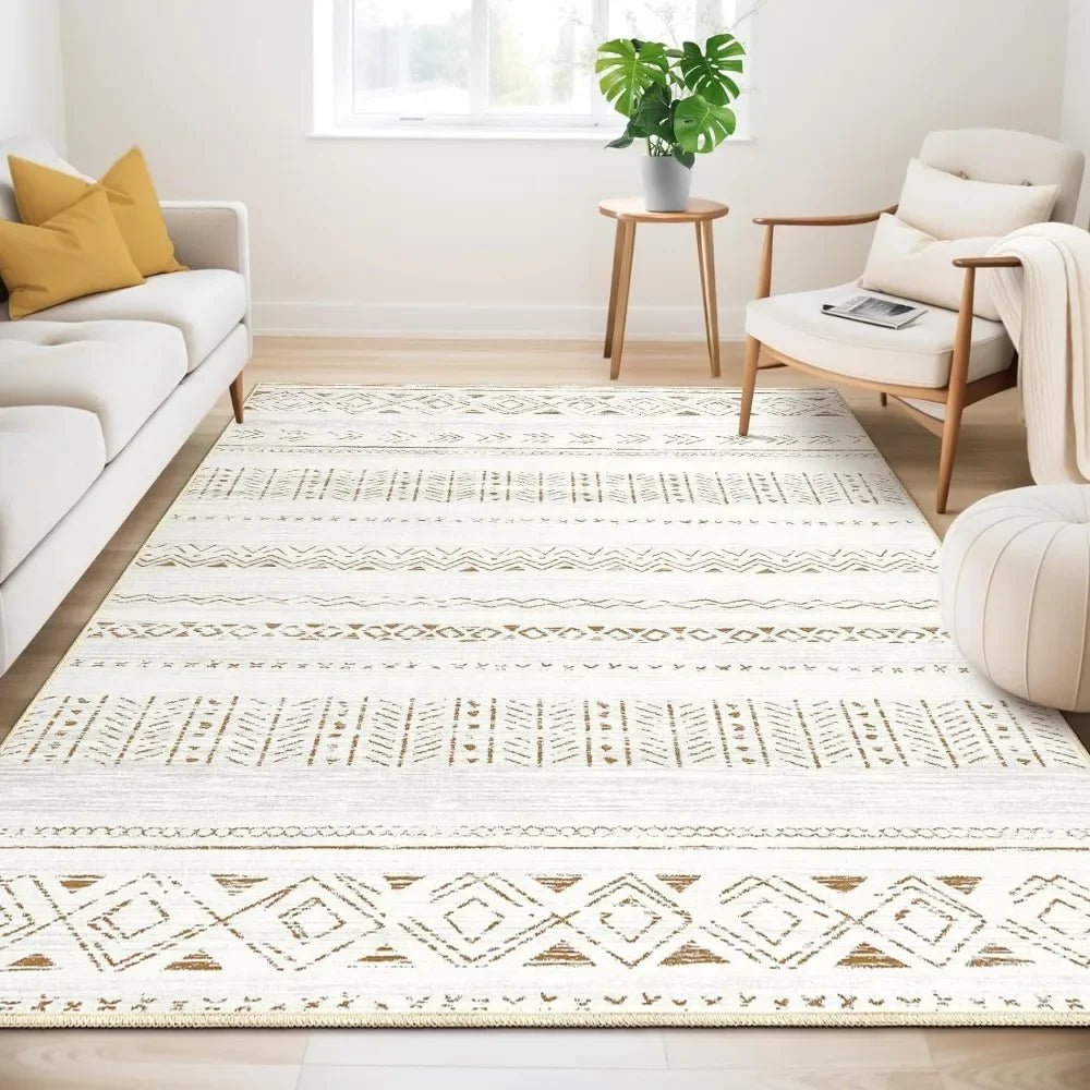 Boho Moroccan Farmhouse Rugs for Non Slip Neutral - Modern Decor