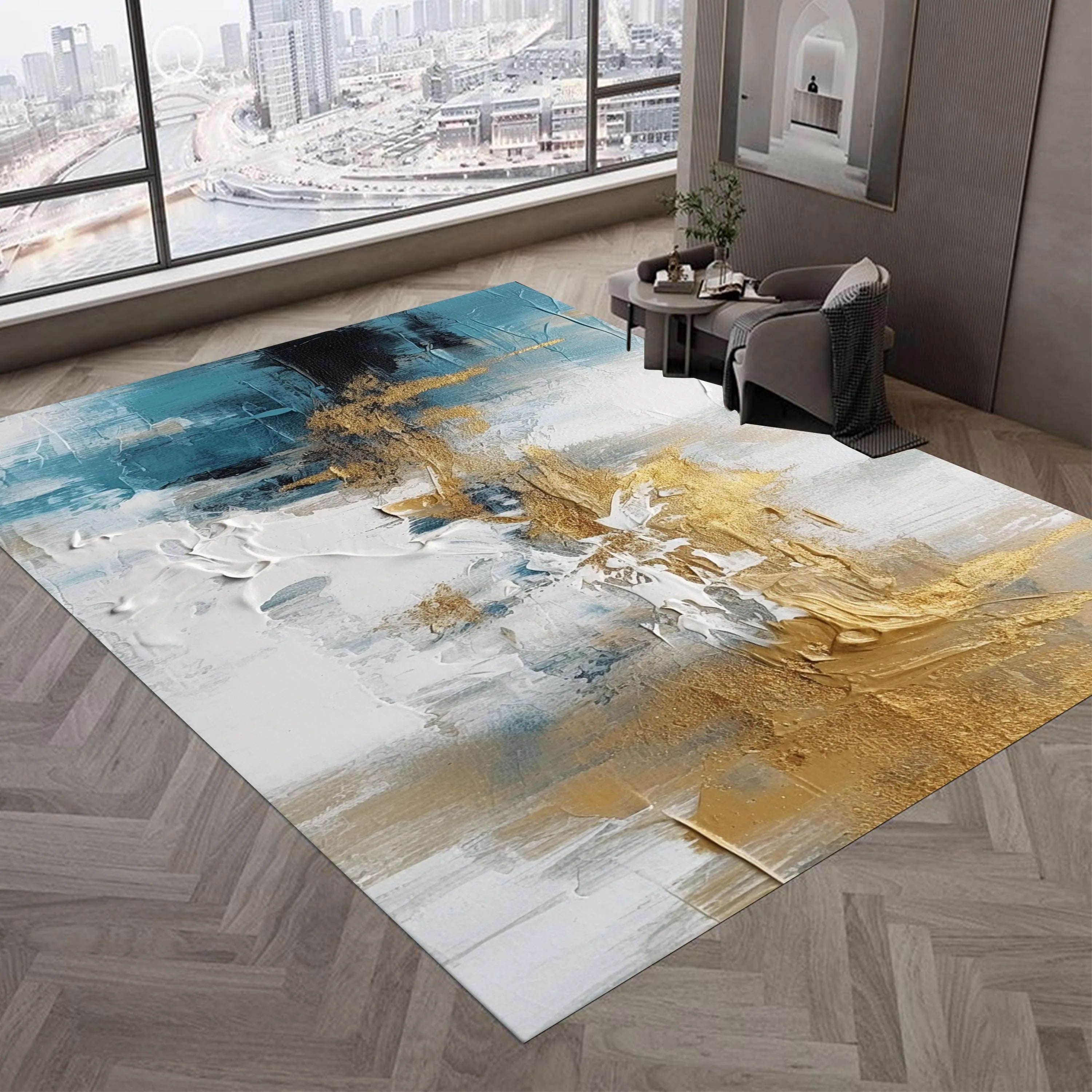 Modern Elastic Fluffy Living Room  Children's Room Rug