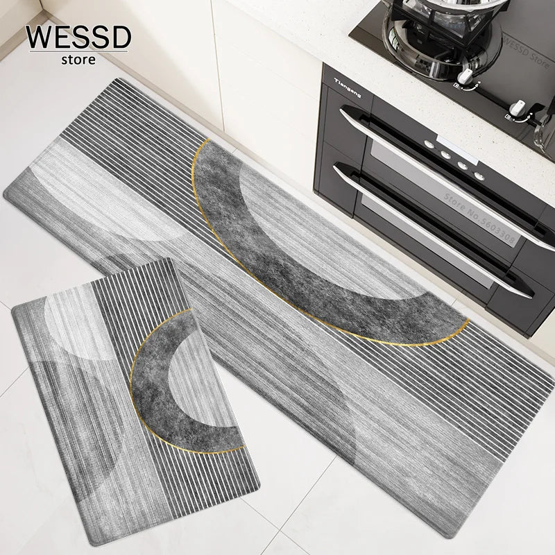 Modern Geometry Kitchen Mats Gray Blue Bedside Mat Custom Carpet Bedroom Rug Long Runner Mat Bath Room