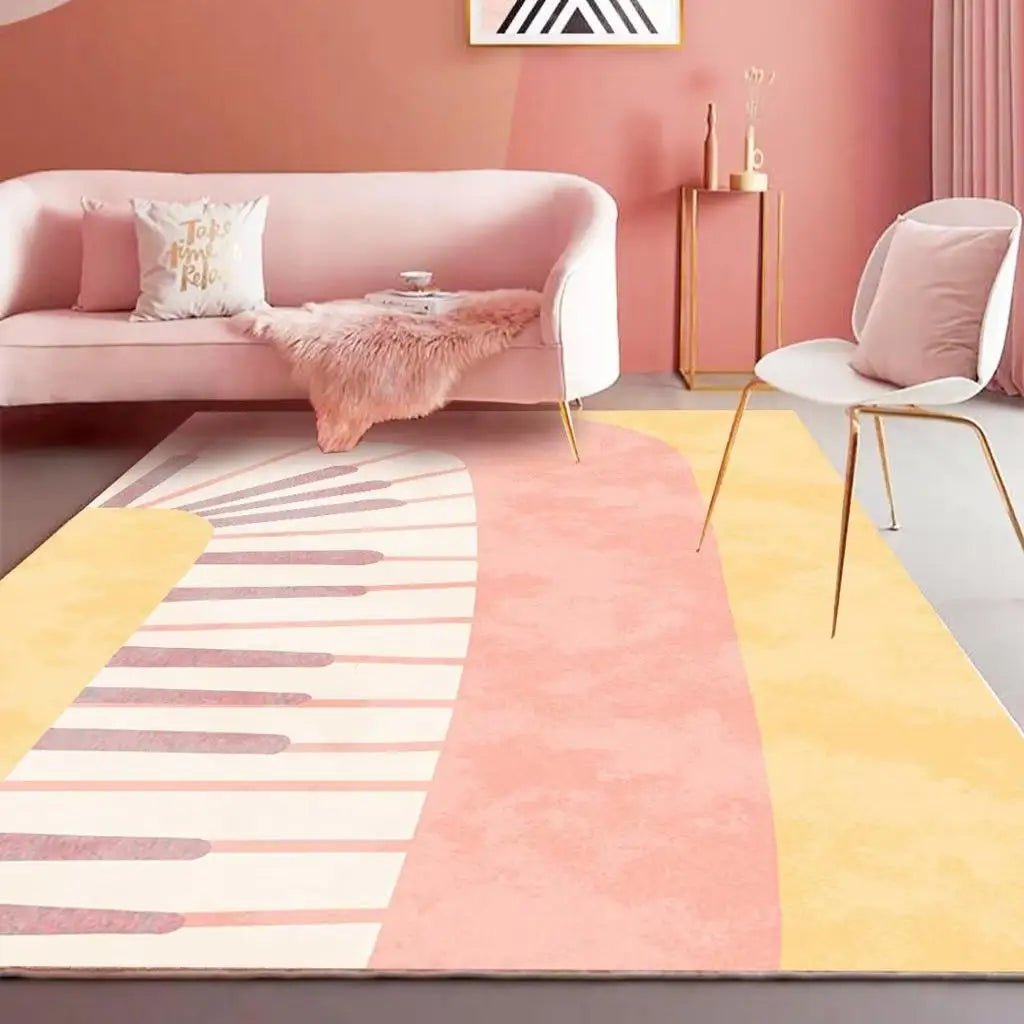 Fluffy Soft  Modern Minimalist Geometric Pink Floor Rug