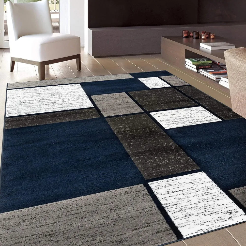 Modern Box Design Stain Resistant Area Rugs