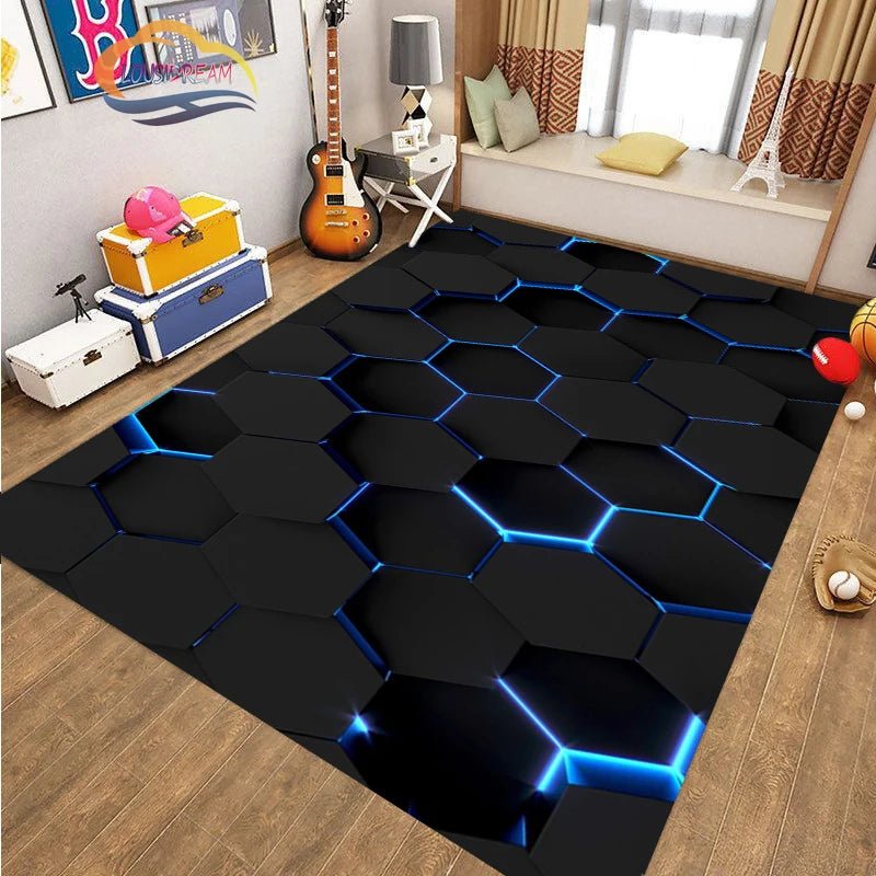 Hexagons Carpets for Home Play Gaming Room Decor - Premium Interior