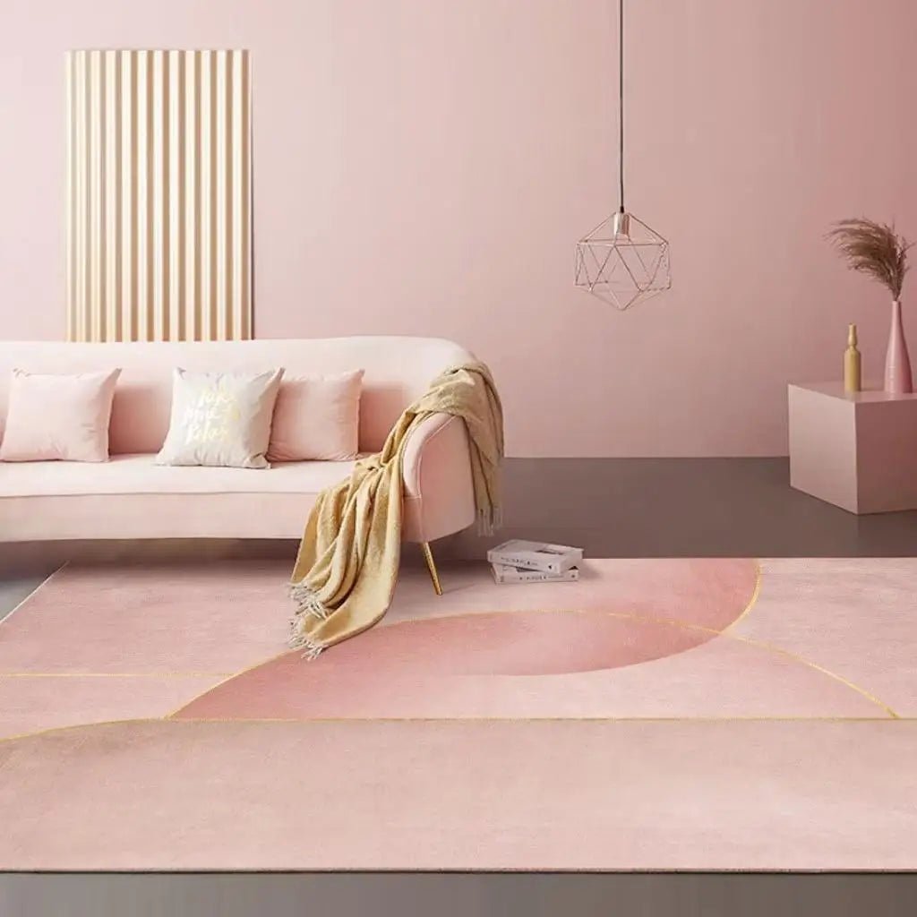 Fluffy Soft  Modern Minimalist Geometric Pink Floor Rug