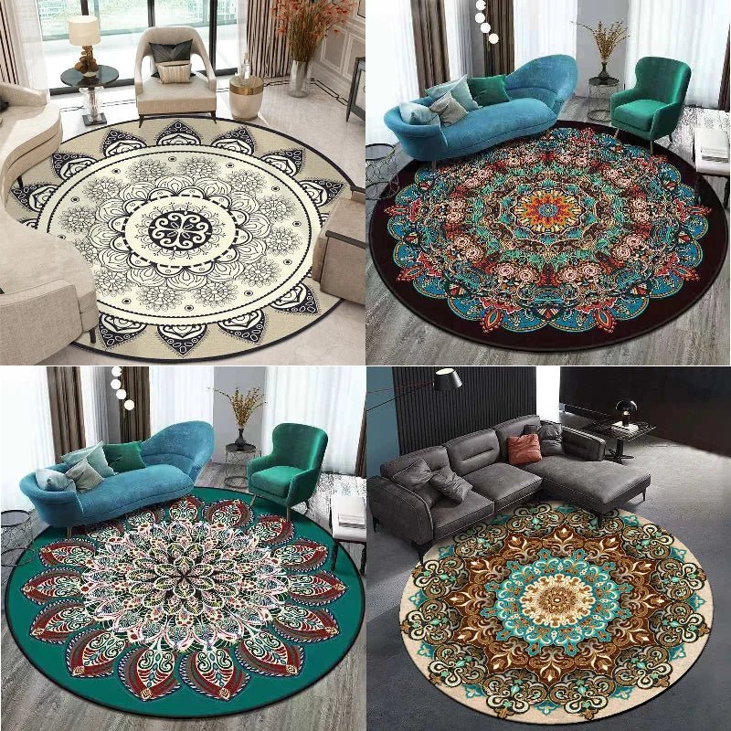 Bohemia Mandala Round Carpet For Living Room - Geometric Ethnic Style