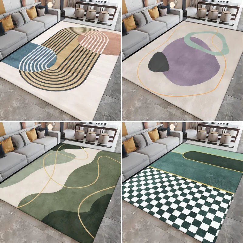 Striped Geometric Printed Carpet Living Room Rugs - Rectangle Flannel Like