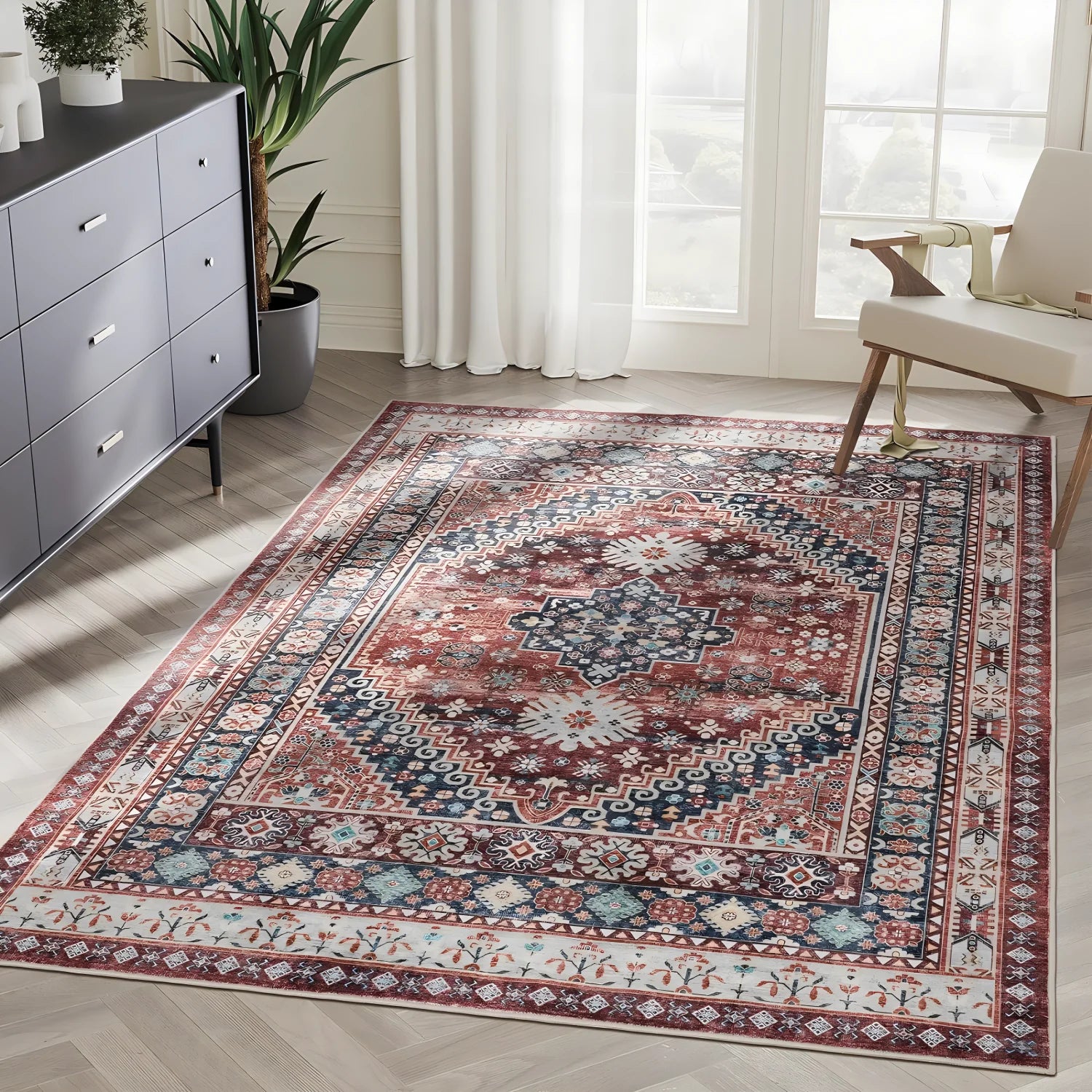 Bohemian Vintage Crystal Velvet Carpet Home Bedroom Carpet - Rectangle Rugs