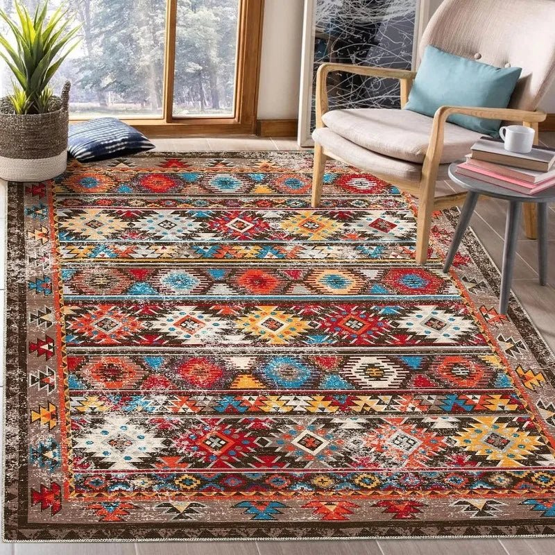 Retro Geometric Patterns Print Decorate Living Room Carpet