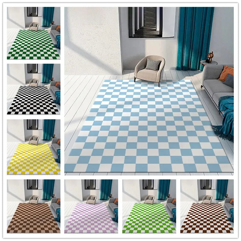 Luxurious Checkerboard Plaid Carpet for Living Room - Home Decor