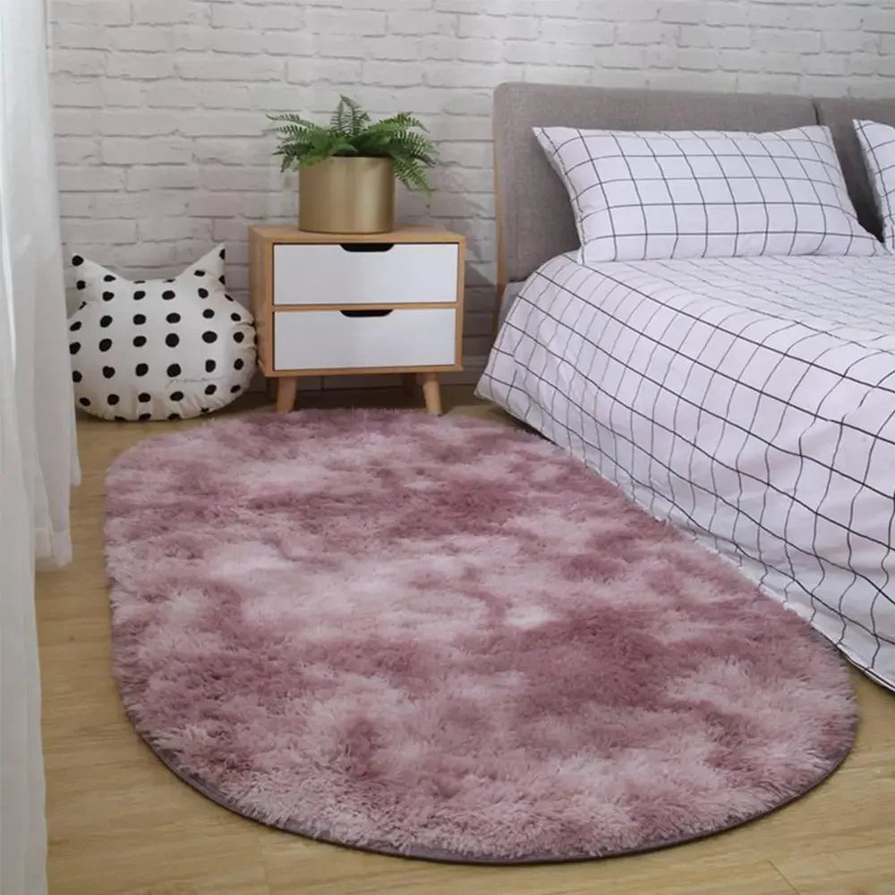 Fluffy Oval Plush Rug for kids Living Room - Home Decor