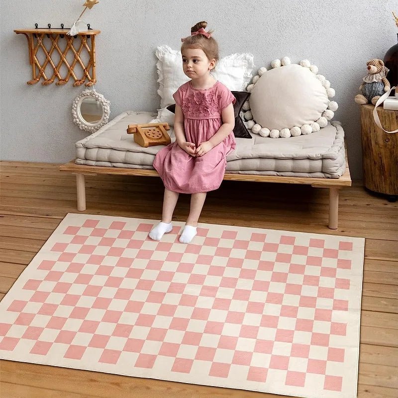 Washable Indoor Checkerboard Large Area Rug for Living room