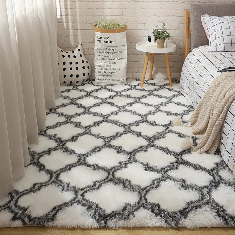 Fluffy Soft White Shaggy Rug for Home Decoration