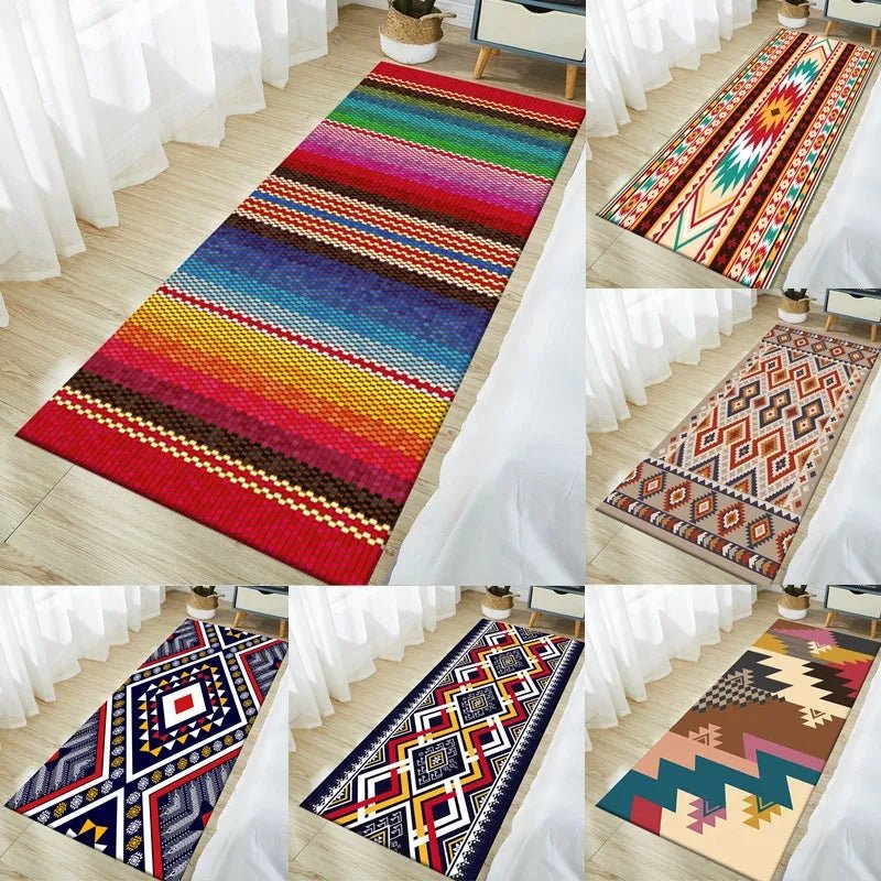 Bohemian Style Flannel Living Room/Bedroom Floor Long Carpet - Anti Slip