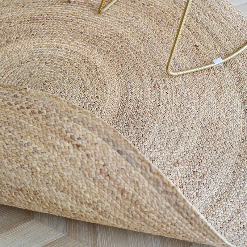 Japan Style Rattan Round Carpets For Living Room - Hand Woven Slip Mats