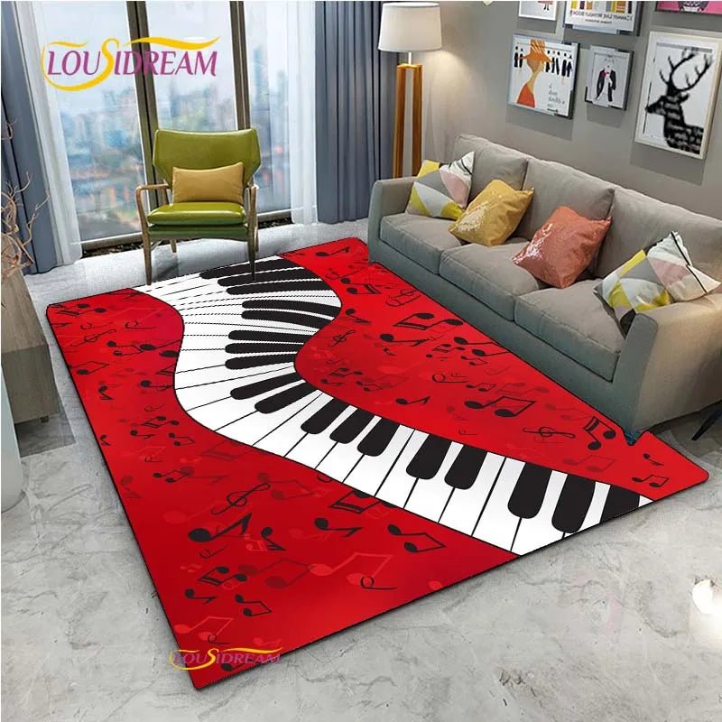 Vintage Black Music Notes Vinyl Carpet for Multi Use