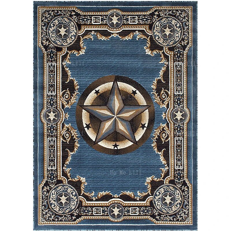 Traditional Accent Flannel Floor Rugs - Light Blue Western Texas Style