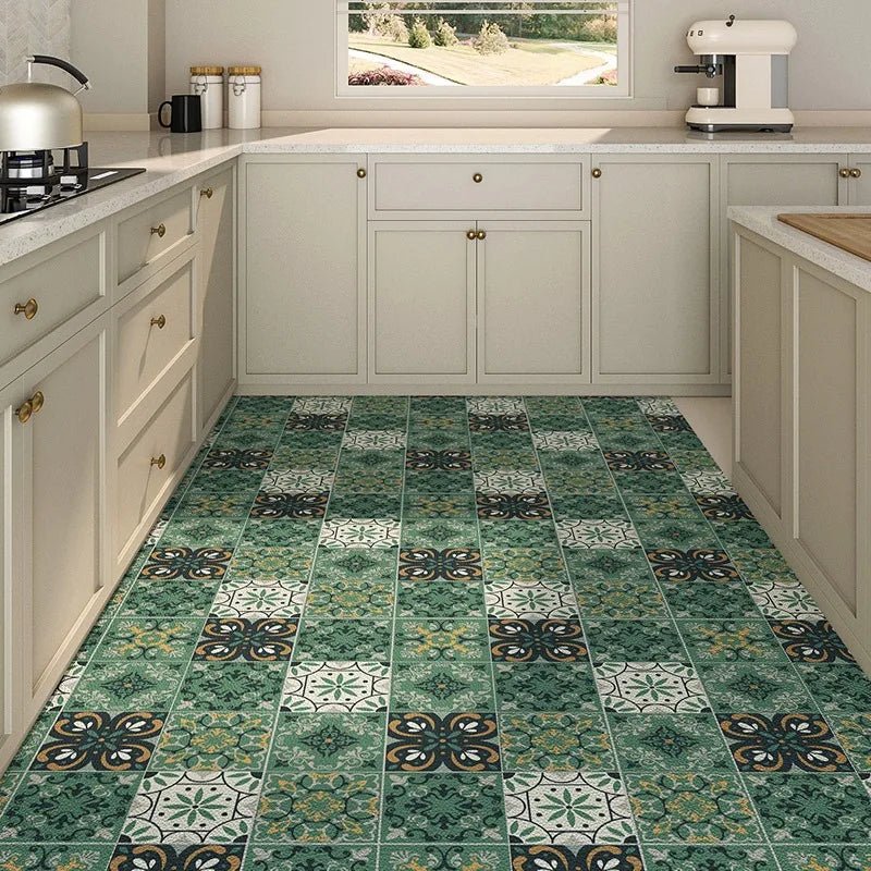 American Vintage Kitchen Carpet Waterproof Oil-proof Pvc Floor Mat