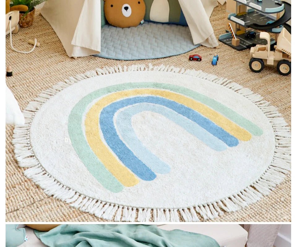 Cute Round Bedroom Rug For Kids Room - Machine Washable