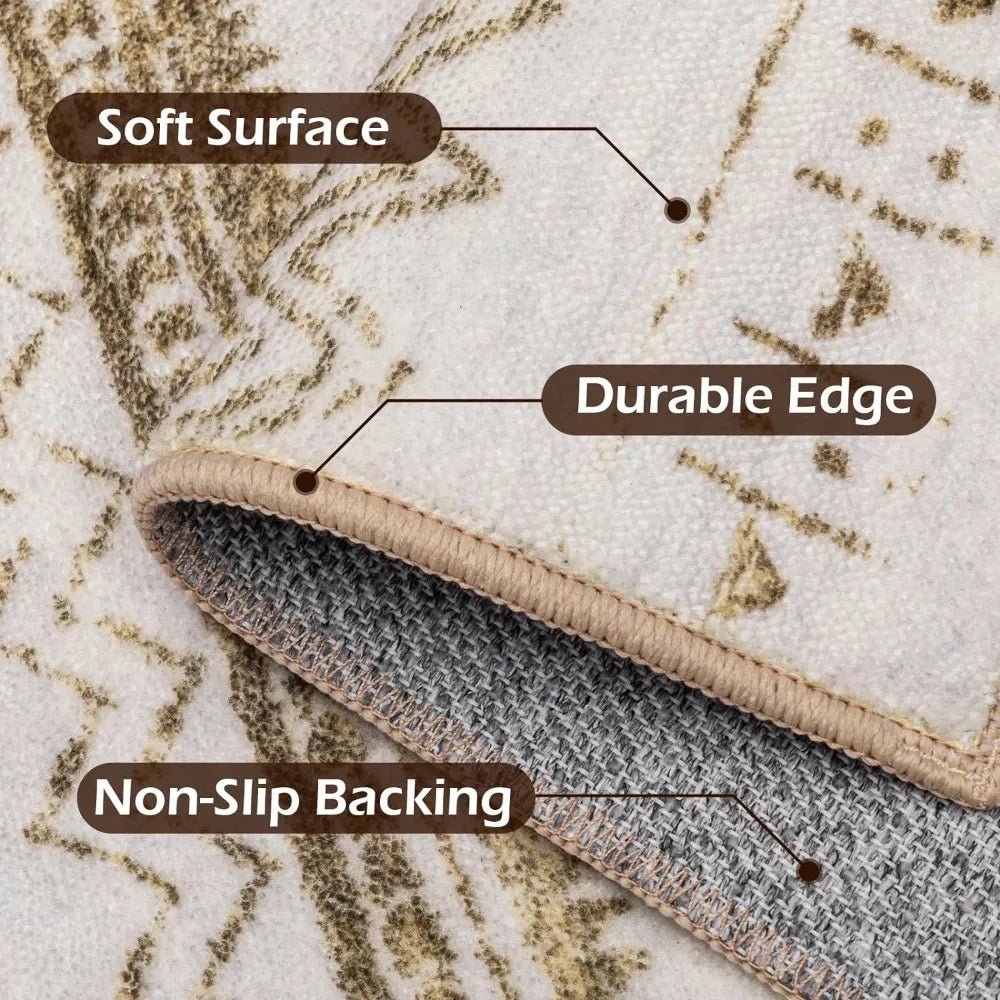 Machine Washable Soft Large Area Rug with Anti-Slip Backing Stain-Resistant