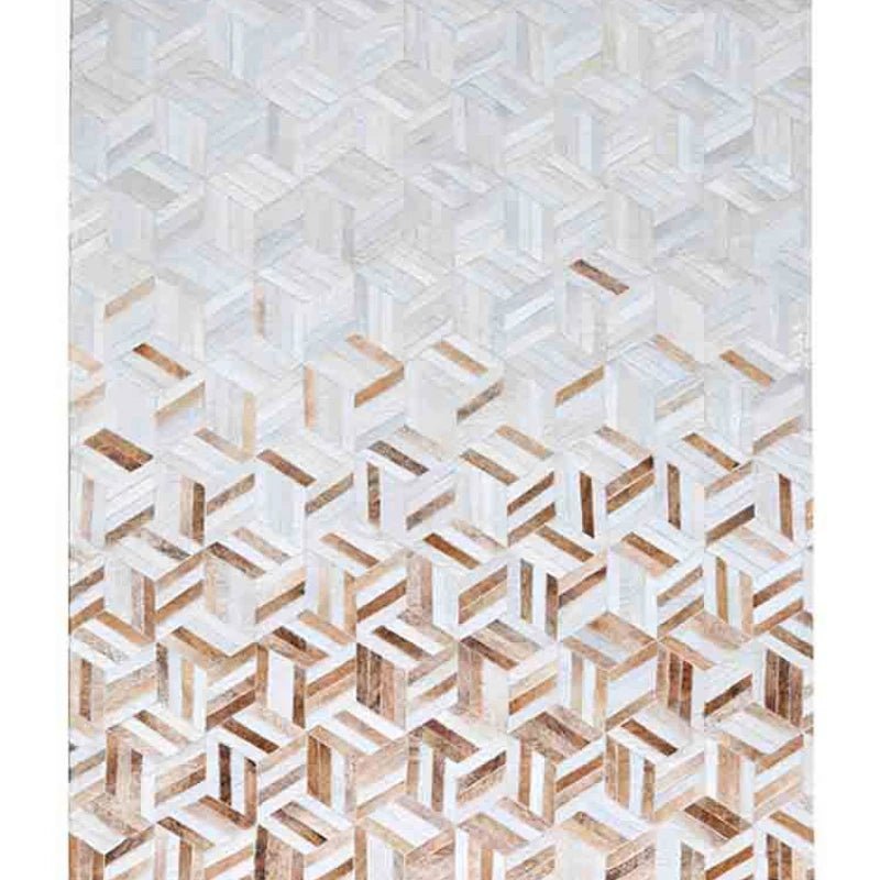 Large Luxury Cowhide Stitching Geometric Rug For Living Room