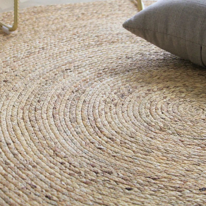 Japan Style Rattan Round Carpets For Living Room - Hand Woven Slip Mats